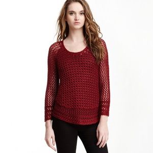 Lucky Red Sweater Knit Boho Work Crochet Maroon S
